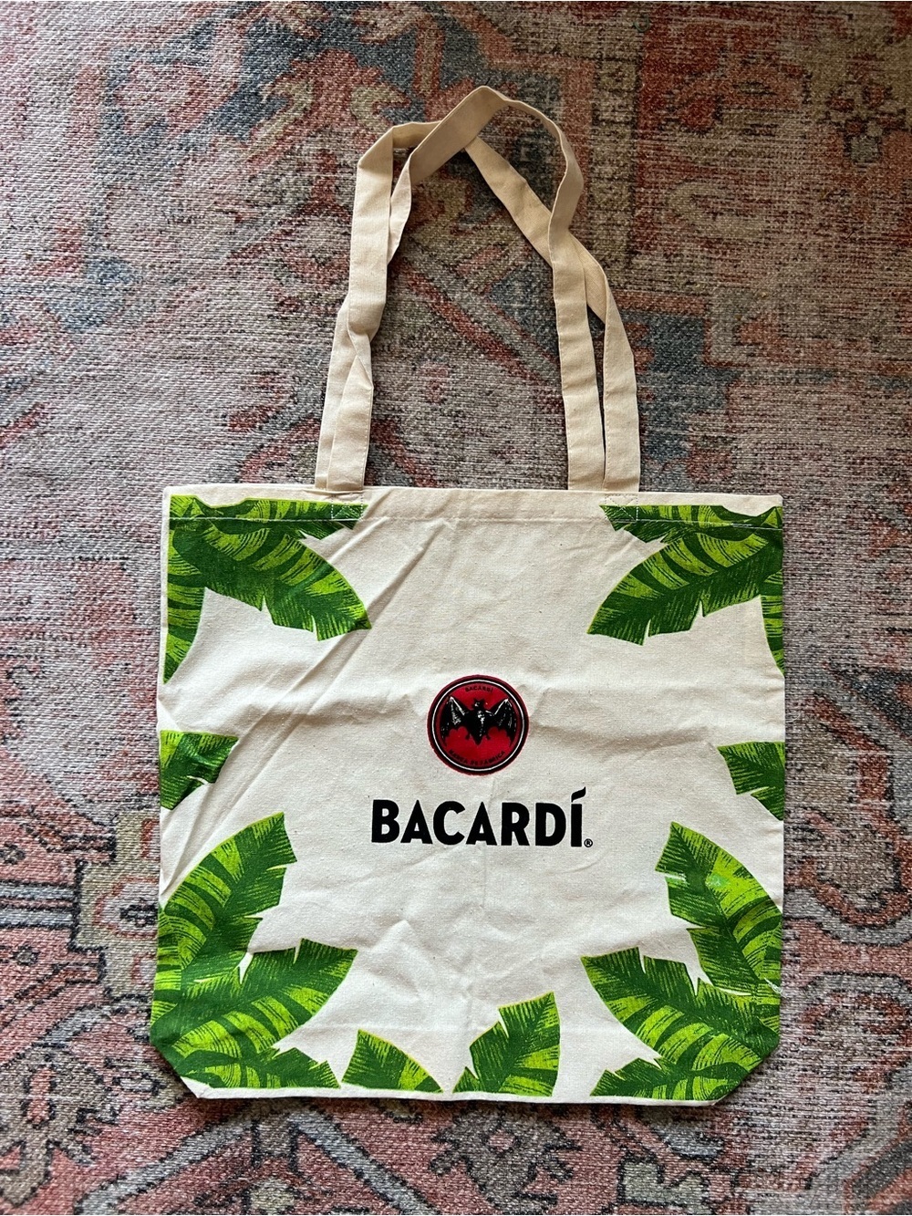 Bacardí Cotton Canvas Tote with Green Palm Print